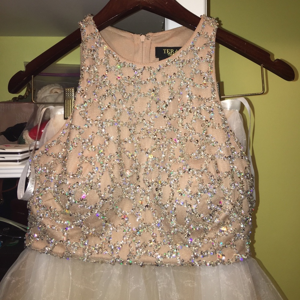 Two piece, nude, bedazzled prom dress!